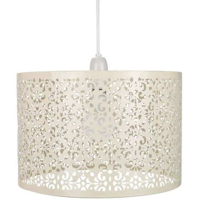 Happy Homewares Marrakech Designed Cream Metal Floral Decoration Pendant Shade - Size: 19 x 29 x 29cm - Wilko - image 1