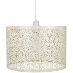 Happy Homewares Marrakech Designed Cream Metal Floral Decoration Pendant Shade - Size: 19 x 29 x 29cm - Wilko