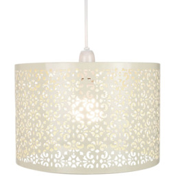 Happy Homewares Marrakech Designed Cream Metal Floral Decoration Pendant Shade - Size: 19 x 29 x 29cm - Wilko - thumbnail 3