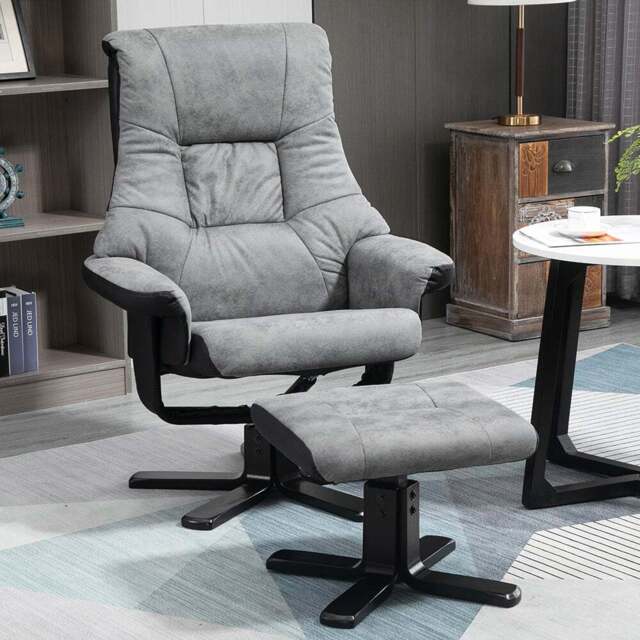 Portland Grey Swivel Armchair with Footstool - Size: Single - Wilko - image 1