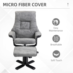 Portland Grey Swivel Armchair with Footstool - Size: Single - Wilko - thumbnail 6