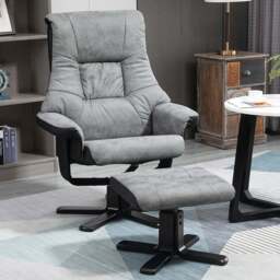 Portland Grey Swivel Armchair with Footstool - Size: Single - Wilko