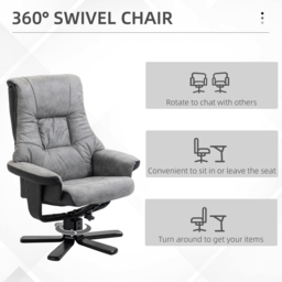 Portland Grey Swivel Armchair with Footstool - Size: Single - Wilko - thumbnail 5