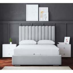 DS Living Evangeline Double Silver Upholstered Bed Frame with Headboard - Wilko - thumbnail 5