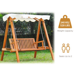 Outsunny 2 Seater Swing Chair Cream - Size: 185 x 130 x 162cm - Wilko - thumbnail 7