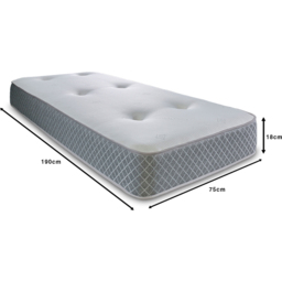 Starlight Beds Small Single Tufted Hybrid Memory Foam and Spring Mattress - Grey - Wilko - thumbnail 5