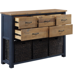 Baumhaus Splash of Blue 5 Drawer Single Shelf Wooden Blue Console Table - Wilko - thumbnail 4
