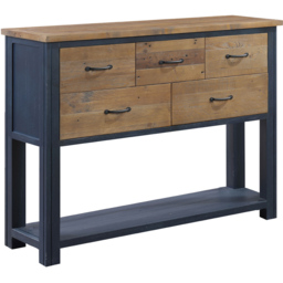 Baumhaus Splash of Blue 5 Drawer Single Shelf Wooden Blue Console Table - Wilko - thumbnail 3