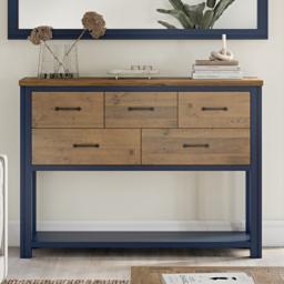Baumhaus Splash of Blue 5 Drawer Single Shelf Wooden Blue Console Table - Wilko - thumbnail 7