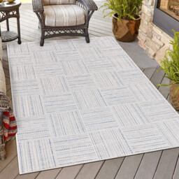 Virginia Stripe Indoor Outdoor Rug - Neutral/160cm - Wilko - thumbnail 3