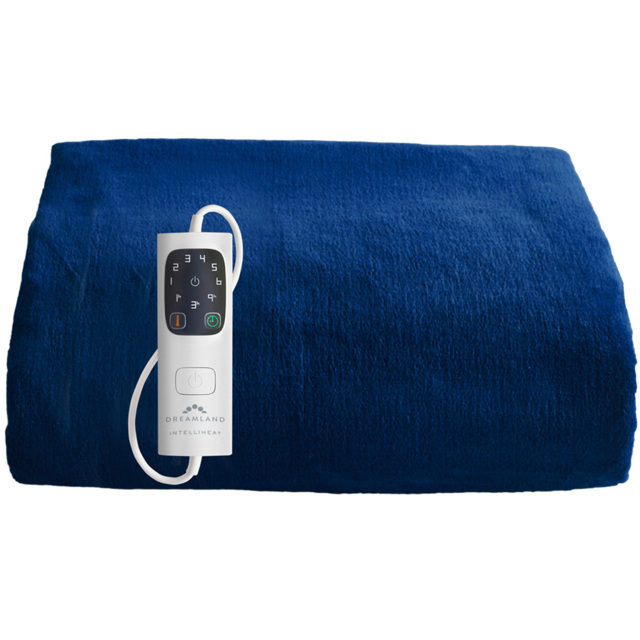 Dreamland Snuggle Up Navy Velvet Heated Throw 120 x 160cm - Size: 43 x 9 x 40cm - Navy Blue - Wilko - image 1