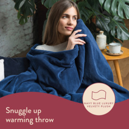 Dreamland Snuggle Up Navy Velvet Heated Throw 120 x 160cm - Size: 43 x 9 x 40cm - Navy Blue - Wilko - thumbnail 5