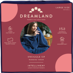 Dreamland Snuggle Up Navy Velvet Heated Throw 120 x 160cm - Size: 43 x 9 x 40cm - Navy Blue - Wilko - thumbnail 4