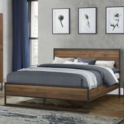 Houston Small Double Walnut Wood Effect Bed - Brown - Birlea - Wilko - thumbnail 1
