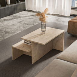 Decorotika Twins Traverter Nest of Coffee Tables Set of 2 - Size: 42 x 72 x 45cm - Multi - Wilko - thumbnail 6