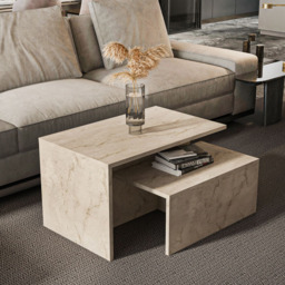 Decorotika Twins Traverter Nest of Coffee Tables Set of 2 - Size: 42 x 72 x 45cm - Multi - Wilko - thumbnail 5