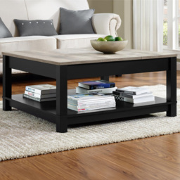 Dorel Carver Black Single Shelf Coffee Table - Size: 44 x 90 x 90cm - Wilko - thumbnail 1