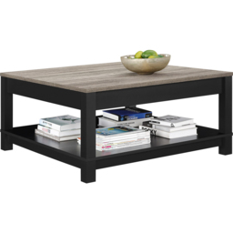 Dorel Carver Black Single Shelf Coffee Table - Size: 44 x 90 x 90cm - Wilko - thumbnail 4