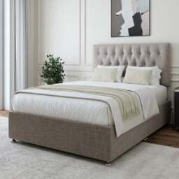 Bedmaster Small Double Slate Linen Divan Base with Lona Headboard - Grey - Wilko - thumbnail 1