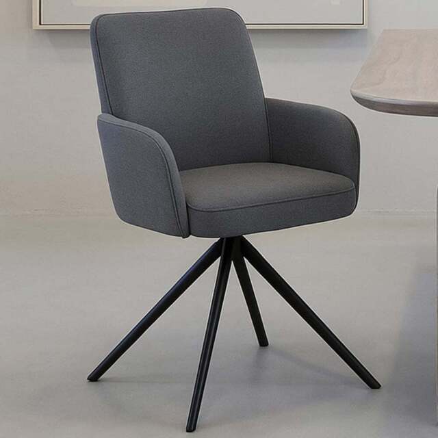 Living and Home Grey Linen Swivel Chair with Iron Legs - Size: Single - Wilko - image 1