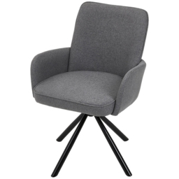 Living and Home Grey Linen Swivel Chair with Iron Legs - Size: Single - Wilko - thumbnail 3