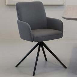Living and Home Grey Linen Swivel Chair with Iron Legs - Size: Single - Wilko
