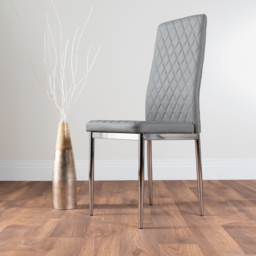 Furniturebox Copeland Valera Marble Effect 6 Seater Dining Set White Grey and Chrome - Wilko - thumbnail 4
