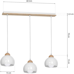 Milagro Dama White 3 Pendant Lamp 230V - Size: 15 x 64 x 90cm - Wilko - thumbnail 7