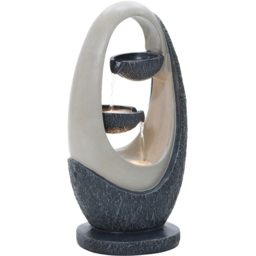 Charles Bentley Loire 2 Tier Grey and White Cascading Oval Water Feature with LEDs - Size: 59.5 x 23.5 x 30cm - Wilko - thumbnail 4