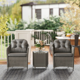 Outsunny 2 Seater Grey Rattan Bistro Set with Soft Cushions - Wilko - thumbnail 6
