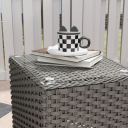 Outsunny 2 Seater Grey Rattan Bistro Set with Soft Cushions - Wilko - thumbnail 4