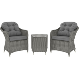 Outsunny 2 Seater Grey Rattan Bistro Set with Soft Cushions - Wilko - thumbnail 3