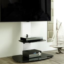 AVF Lucerne Silver and Black Glass Curved Pedestal TV Unit - Size: 44.7 x 70 x 117.7cm - Multi - Wilko