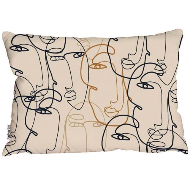 Benjamin Tate Design Cream Line Drawing of Faces Cushion 45 x 30cm - Wilko - image 1