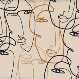 Benjamin Tate Design Cream Line Drawing of Faces Cushion 45 x 30cm - Wilko - thumbnail 4