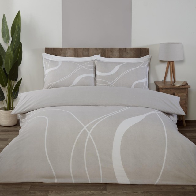 Highgate Abstract Duvet Cover and Pillowcase Set - Natural/Double - Wilko - image 1