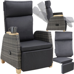 tectake Pescara Grey Adjustable Reclining Garden Armchair - Size: 104 x 68.5 x 128cm - Wilko - thumbnail 3