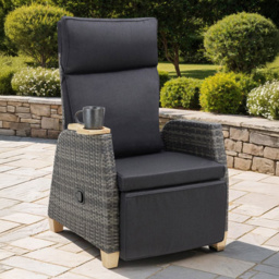 tectake Pescara Grey Adjustable Reclining Garden Armchair - Size: 104 x 68.5 x 128cm - Wilko - thumbnail 1