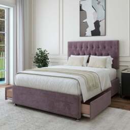 Bedmaster Super King Mauve Naples Linen 2 Drawer Divan Base with Lona Headboard - Brown - Wilko - thumbnail 4