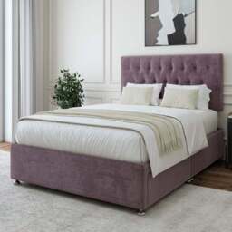Bedmaster Super King Mauve Naples Linen 2 Drawer Divan Base with Lona Headboard - Brown - Wilko