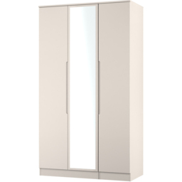 Crowndale Milan 3 Door Kashmir Gloss and Kashmir Tall Mirrored Wardrobe Ready Assembled - Kashmir Gloss & Kashmir - Wilko - thumbnail 3