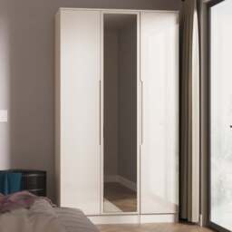 Crowndale Milan 3 Door Kashmir Gloss and Kashmir Tall Mirrored Wardrobe Ready Assembled - Kashmir Gloss & Kashmir - Wilko