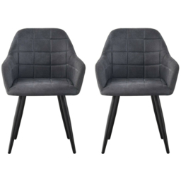 Adrian Set of 2 Dark Grey Suede Faux Leather Dining Chairs - MCC - Wilko - thumbnail 4