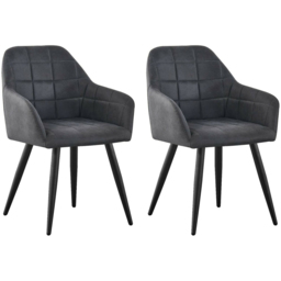Adrian Set of 2 Dark Grey Suede Faux Leather Dining Chairs - MCC - Wilko - thumbnail 5