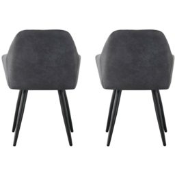 Adrian Set of 2 Dark Grey Suede Faux Leather Dining Chairs - MCC - Wilko - thumbnail 6