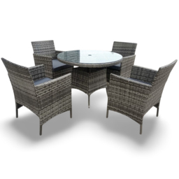 Outdoor Living Amazon 4 Seater Rattan Wicker Relaxed Dining Set - Grey - Wilko - thumbnail 3
