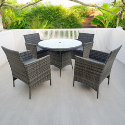 Outdoor Living Amazon 4 Seater Rattan Wicker Relaxed Dining Set - Grey - Wilko - thumbnail 1