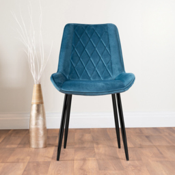Furniturebox Arona Cesano 6 Seater Round Dining Set Blue and Black - Wilko - thumbnail 4