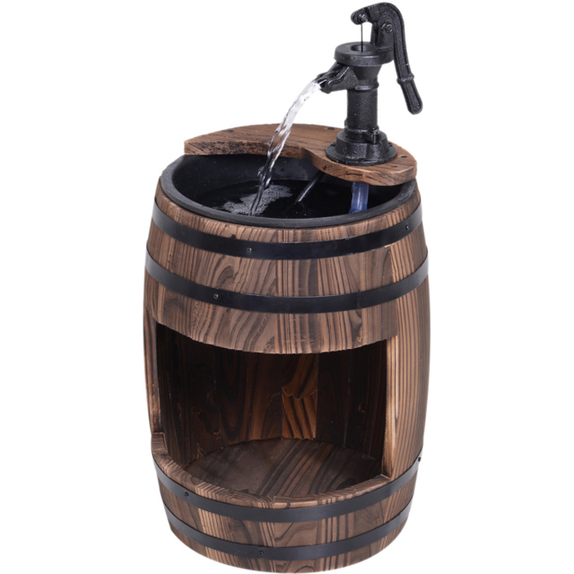 Outsunny Wood Barrel Electric Water Fountain - Size: 27 x 27 x 59cm - Wilko - image 1