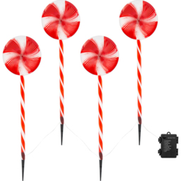 The Christmas Workshop Set of 4 White Lollipop Stake Light - Wilko - thumbnail 3